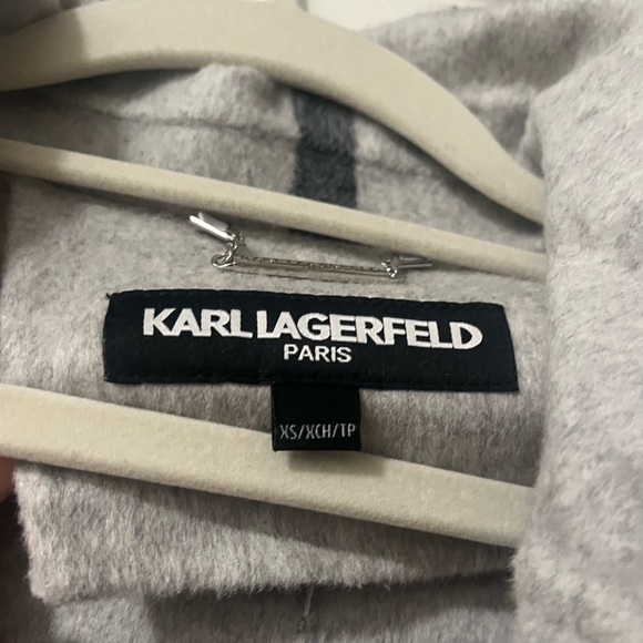 Karl lagerfield Paris wool blend coat xs gray windowpane check worn once - Picture 4 of 5